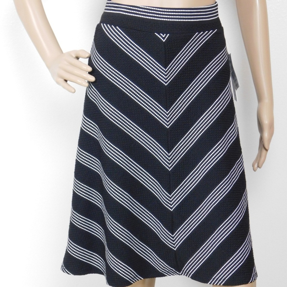 JOE B Skater Stretch Knit Midi Skirt Juniors XS 0 Black Chevron Goth Grunge Dark